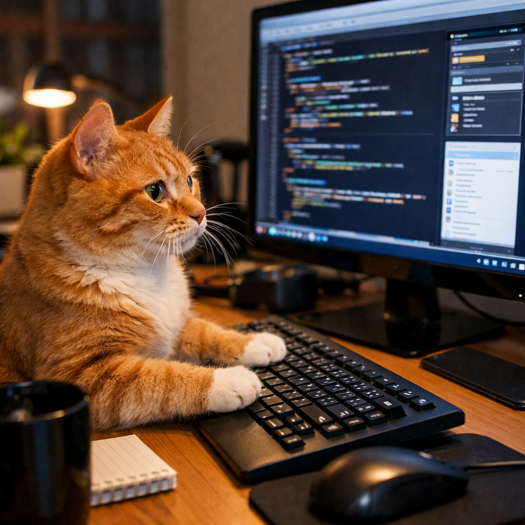 Cat at Computer